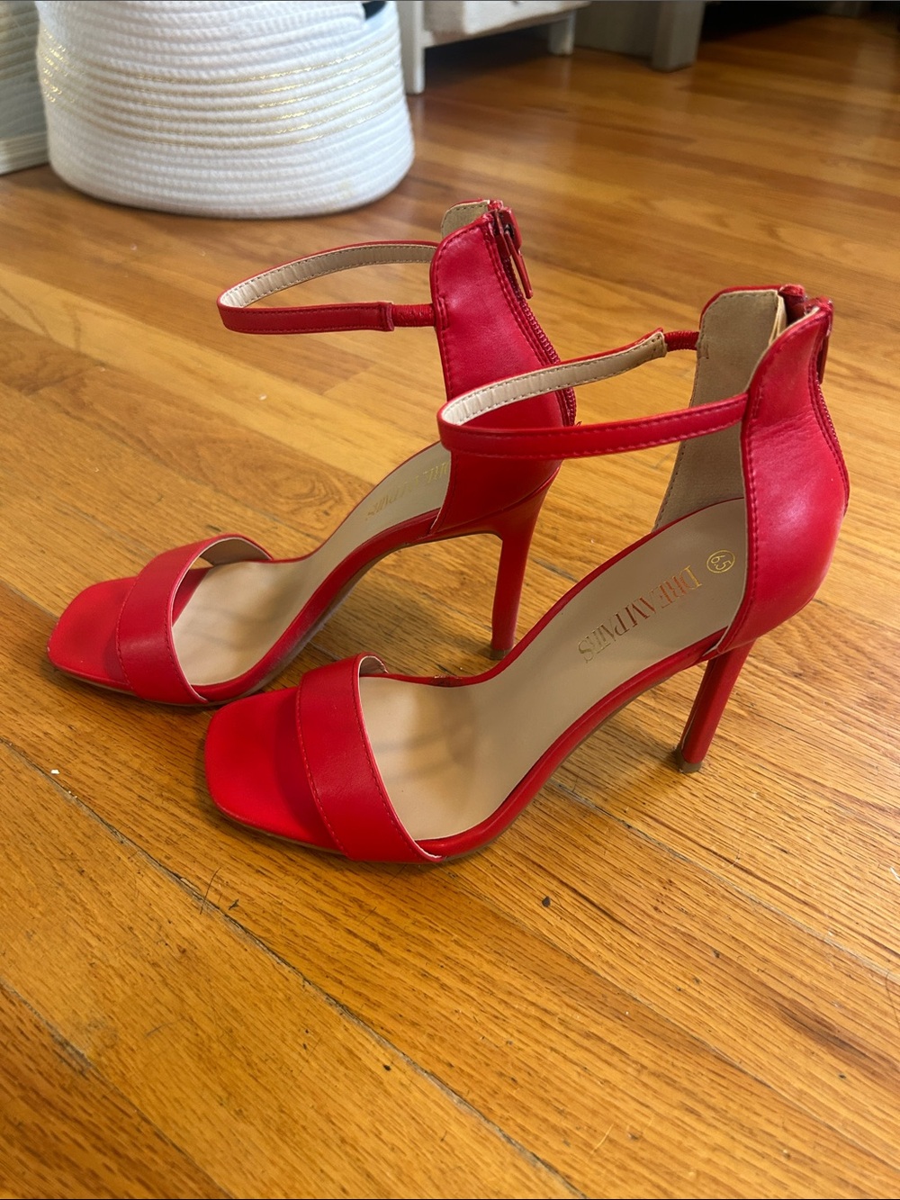 Dream Pairs Red Ankle-Strap Stiletto Heels